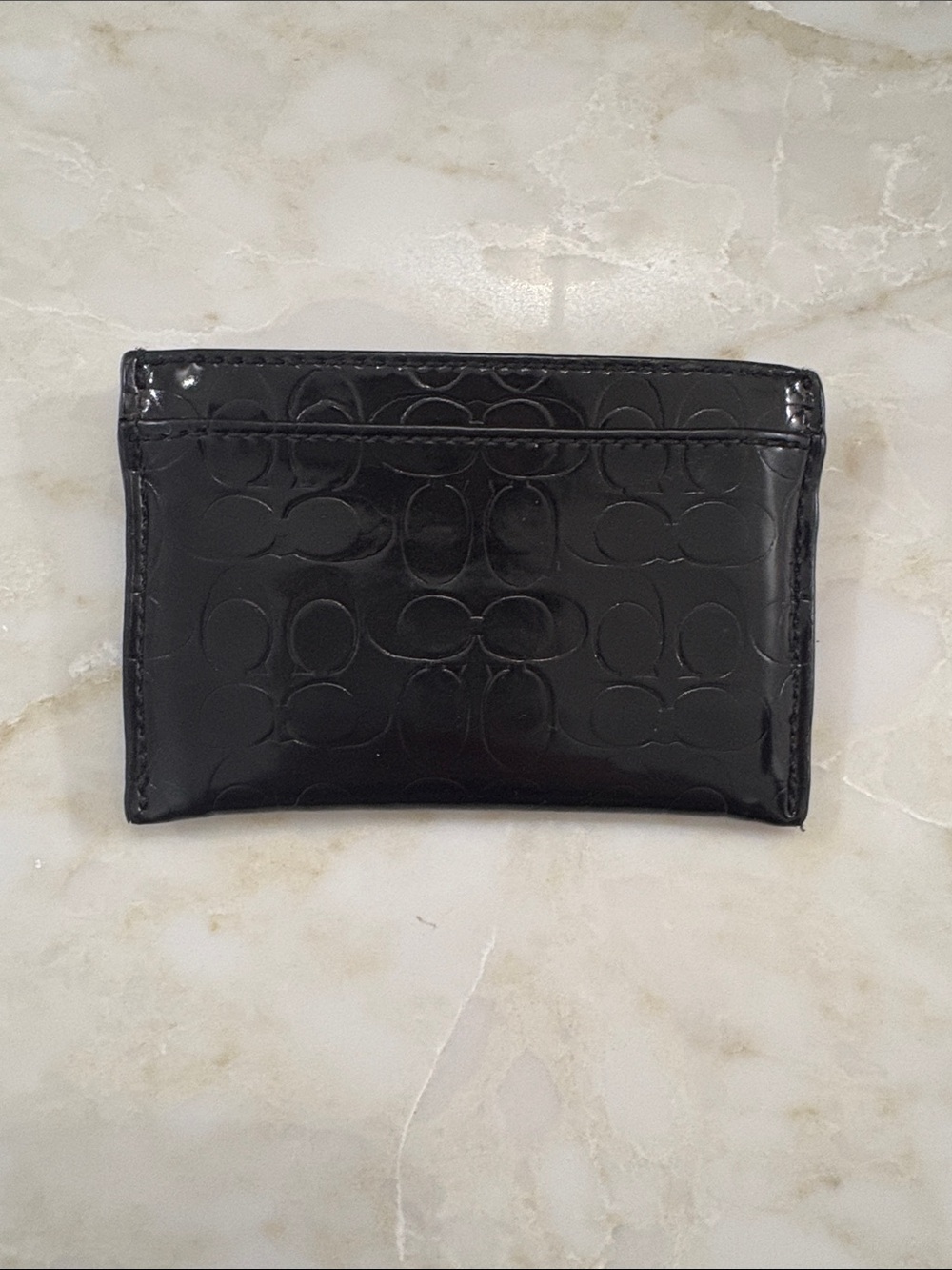 Coach Black Patent Signature Card Case